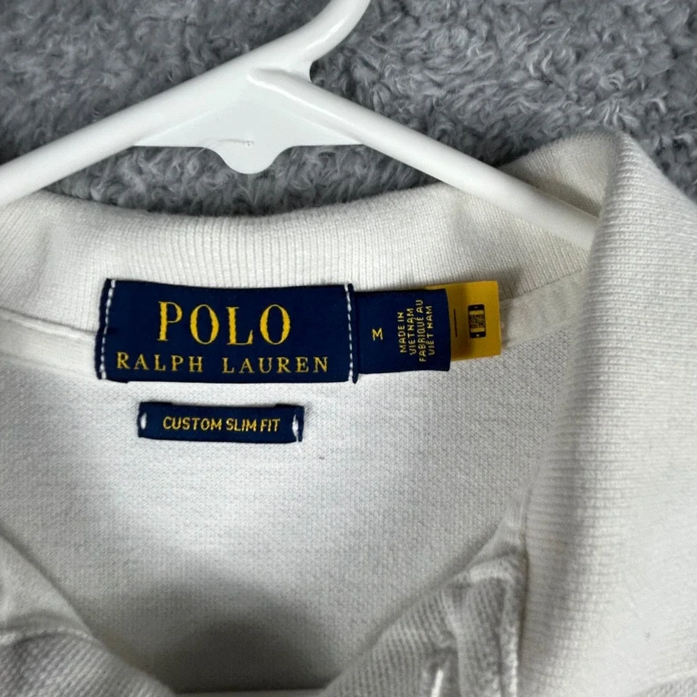Polo Ralph Lauren Mens White Polo Bear Custom Slim Fit Cotton Pique Shirt M